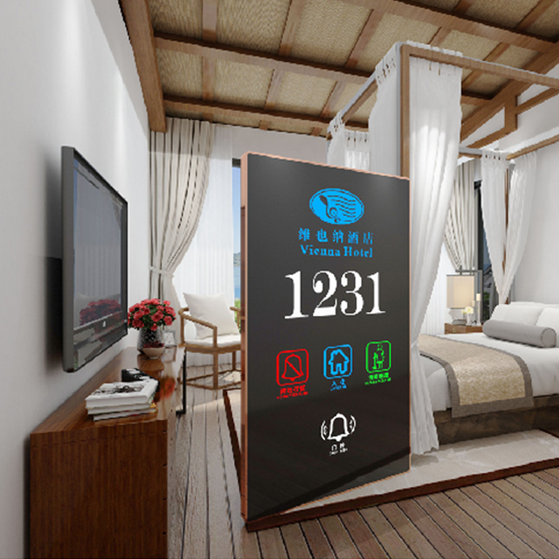 酒店宾馆电子门牌定制带灯LED灯房间号客房门显示牌玻璃智能定做
