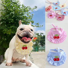 甜美樱桃口水巾 围兜可爱小狗猫咪围嘴法斗口水巾猫猫 跨境宠物狗