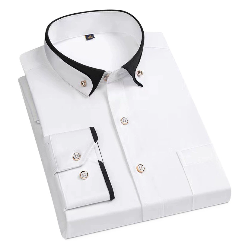 Мужская деловая рубашка с длинными рукавами мужская свободная эластичная рубашка с бриллиантами трансграничная рубашка мужская длинная рукава может быть настроена