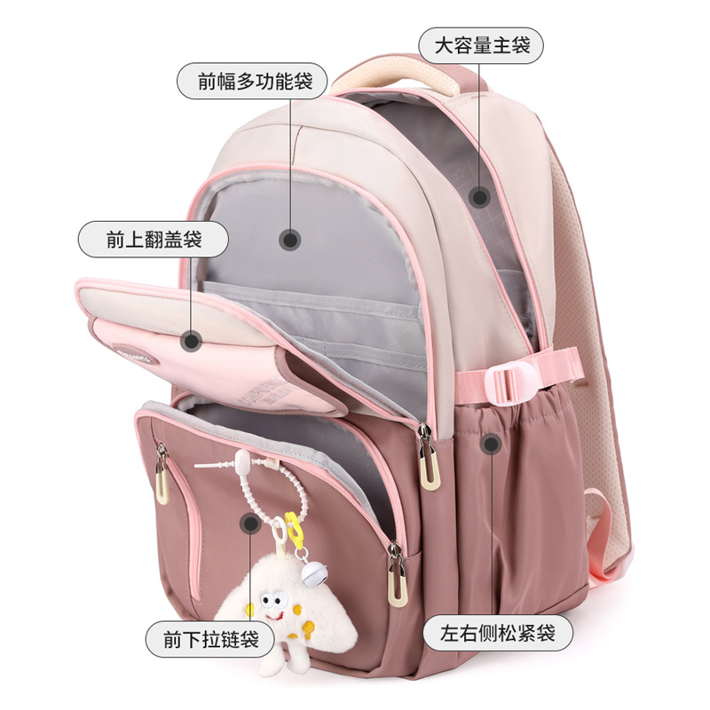 2025 nueva mochila escolar para estudiantes de secundaria secundaria, mochila escolar coreana de alta capacidad, alta resistencia a la suciedad