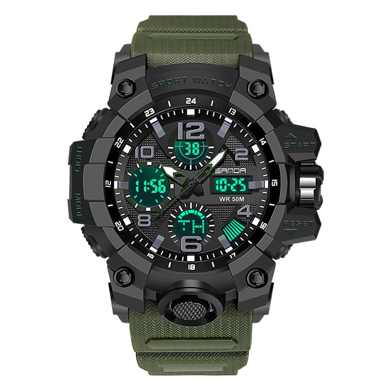 Sanda 6021 reloj deportivo para hombres moda dial grande multifuncional impermeable estudiante moda comercio exterior reloj electrónico para hombres