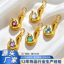 欧美跨境彩色锆石小鸟吊坠DIY饰品配件幸运挂件水钻项链手链耳环