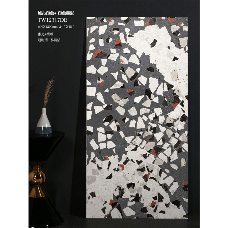 雅光精雕水磨石600X1200X10干粒蜡抛庄园别墅高端奢超耐磨易清洁