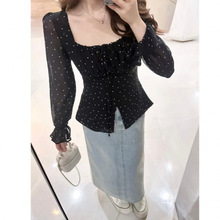 大碼微胖法式波點襯衫女2025新款春季高級感小衫胖MM遮肉顯瘦上衣