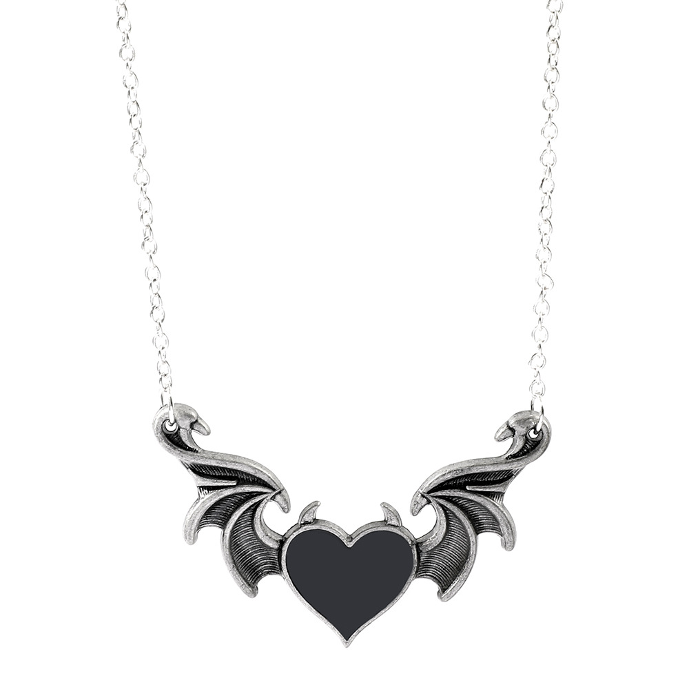 Hip-hop Punk Heart Shape Wings Alloy Enamel Plating Women's Necklace display picture 4