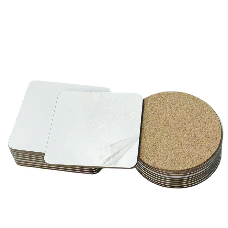 Posavasos de corcho de sublimación de tinta posavasos de madera MDF blanco bricolaje consumibles en blanco al por mayor Posavasos de corcho de transferencia de calor