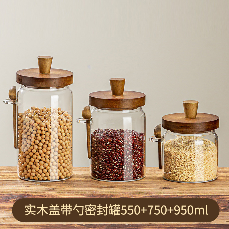 Tanque de almacenamiento de granos de café Tanque sellado de vidrio al vacío Tanque de almacenamiento de prensa Tanque de almacenamiento de té de leche en polvo a prueba de humedad