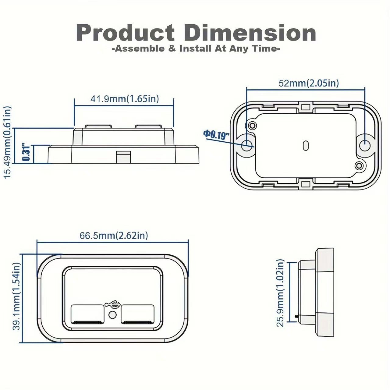12V modified type-c charging port for super-fast charging of batteries in buses and RVs, with additional mobile phone USB charger