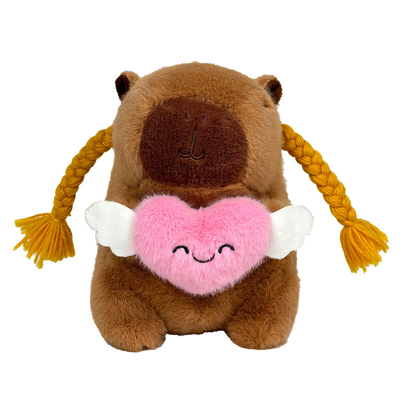 Juguete de peluche feo y lindo Kapibala lindo corazón muñeca de capibara muñeca de máquina de garras de 8 pulgadas regalo al por mayor