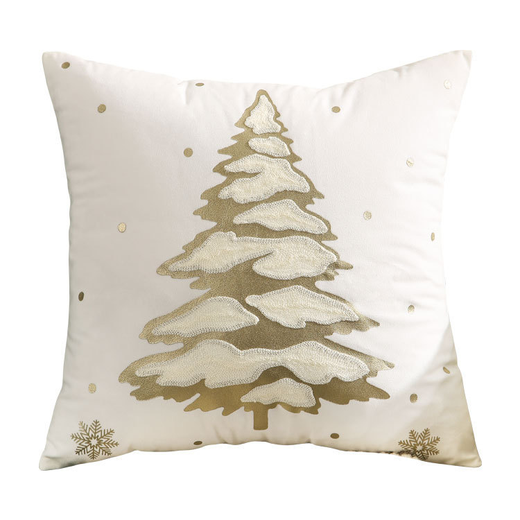 Ventas transfronterizas en caliente de alce árbol de Navidad estampado almohada cubierta de nieve de otoño y invierno bordado estilo de decoración de vacaciones atmósfera cojín cubierta