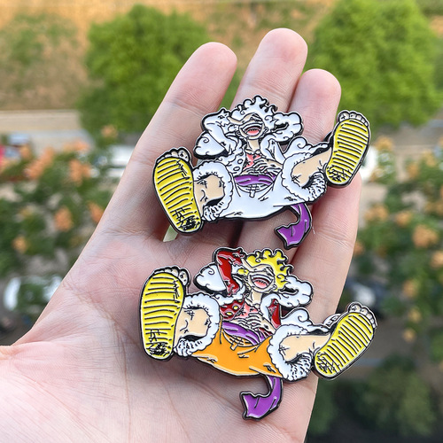Animation peripheral One Piece Luffy fifth gear brooch Straw Hat Luffy Sun God Nika form imitation enamel badge