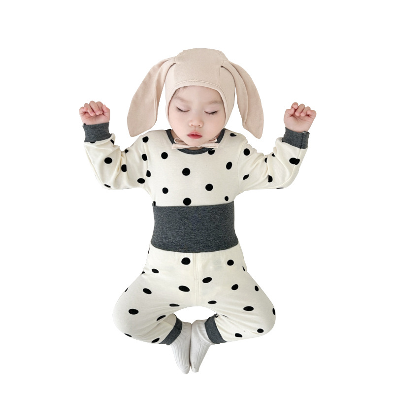 2022 nueva primavera y ropa de otoño estilo coreano 0 ~ 4 años de edad ropa de bebé cintura alta protección del vientre camisa de fondo traje de algodón puro homewear