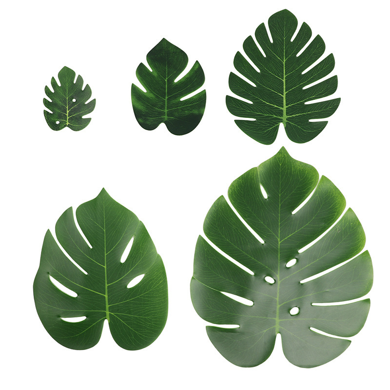 亚马逊仿真叶片无骨龟背叶 夏威夷派对绿植家居装饰道具胶布龟背