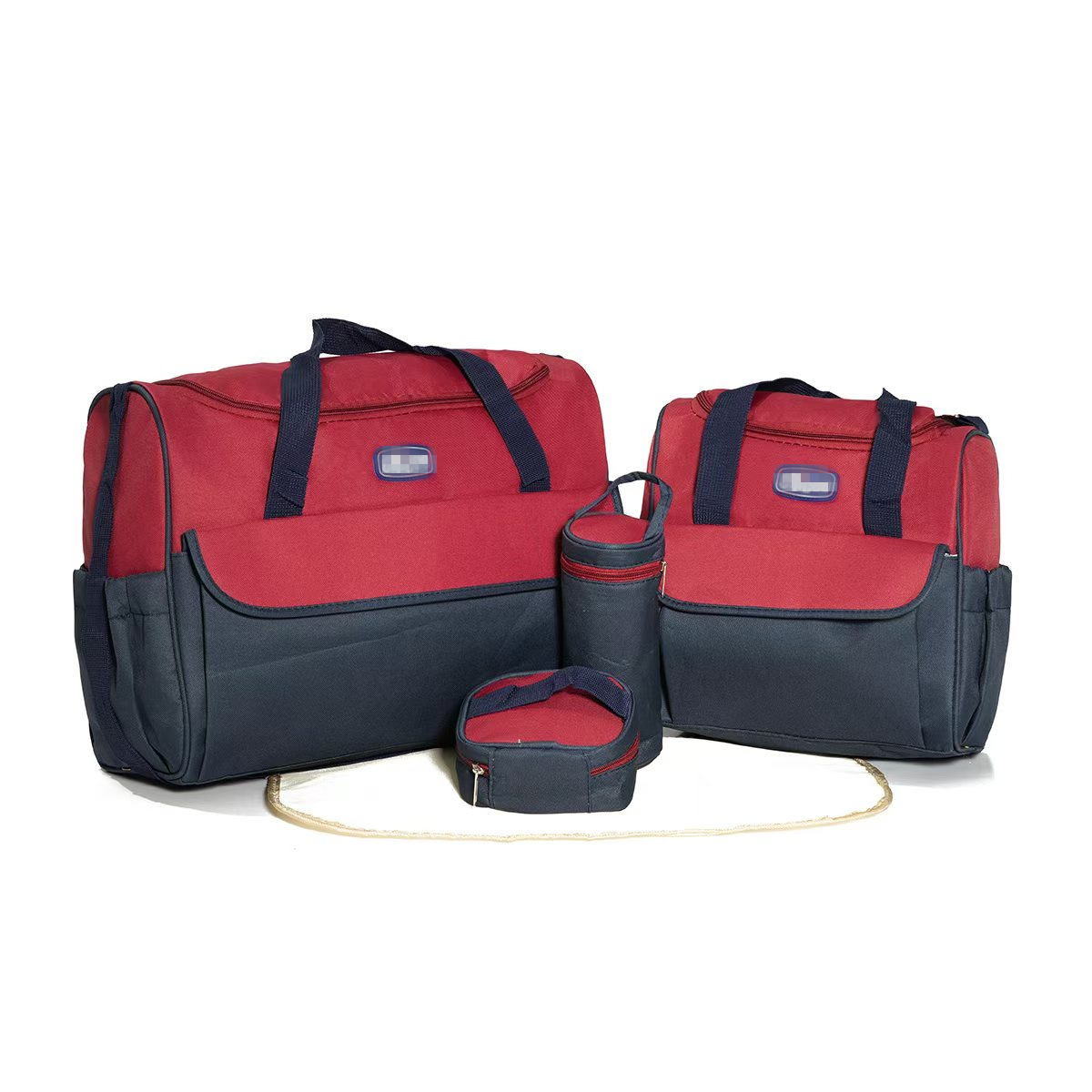 Conjunto de Cinco Piezas de Bolsa Maternal Acolchada con Diseño de Cuadros, Bolsa Maternal Multifuncional de Gran Capacidad para Guardar Pañales, de Hombro o Cruzada