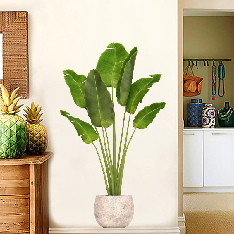 New AD49129 Fresh Green Plant Potted Plant Simulation Wall Stickers Bedroom Living Room Entrance Home Wall Decoration Stickers