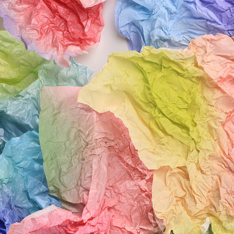 渐变雪梨纸鲜花包装纸花束手揉内衬皱褶梦幻礼物礼品花艺包花材料