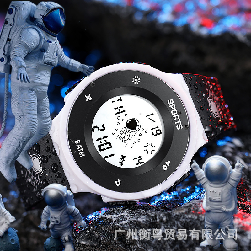 Tiktok mismo estilo astronauta reloj masculino y femenino estudiantes jóvenes natación impermeable luminoso deportivo reloj electrónico