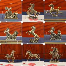 复古黄铜踩钱战马摆件新款2026生肖马家用客厅办公室马年桌面摆件