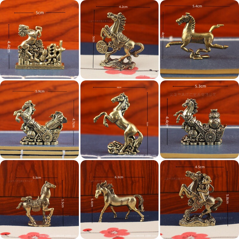 Retro Brass Money-Stepping War Horse Ornaments New 2026 Zodiac Horse Home Living Room Office Year of the Horse Desktop Ornaments