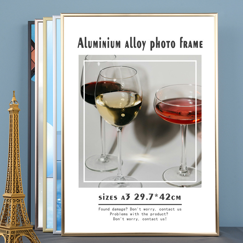 Aluminum Alloy A4 Photo Frame Framed Hanging Painting Simple Poster Decorative Painting Large Size Metal Picture Frame Wall Hanging Manufacturer Wholesale
