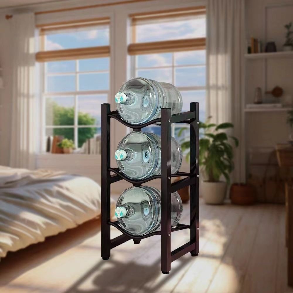 Double-row water bucket rack for home use, multi-layer floor-standing pure water bucket stand, storage rack for office bottled water