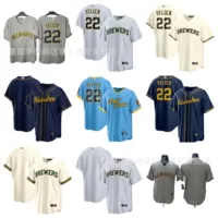 MLB футболки пивоваров бейсбольные футболки Milwaukee Brewers jersey вышитый бейсбольный костюм