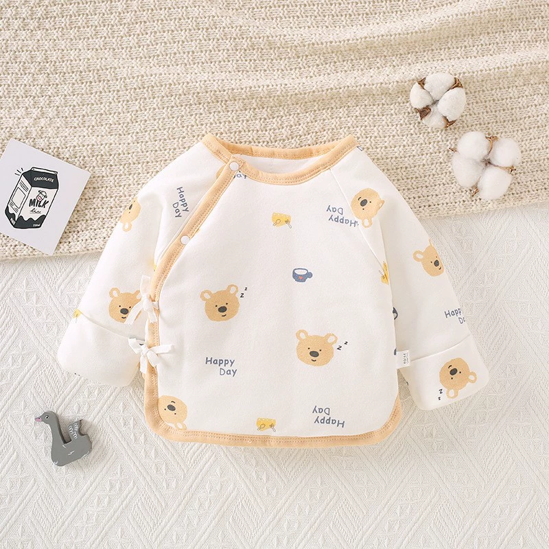 Одежда для новорожденных с половинной спиной осенью и зимой плотно прилегает к хлопчатобумажной теплой рубашке Аньянг детская одежда