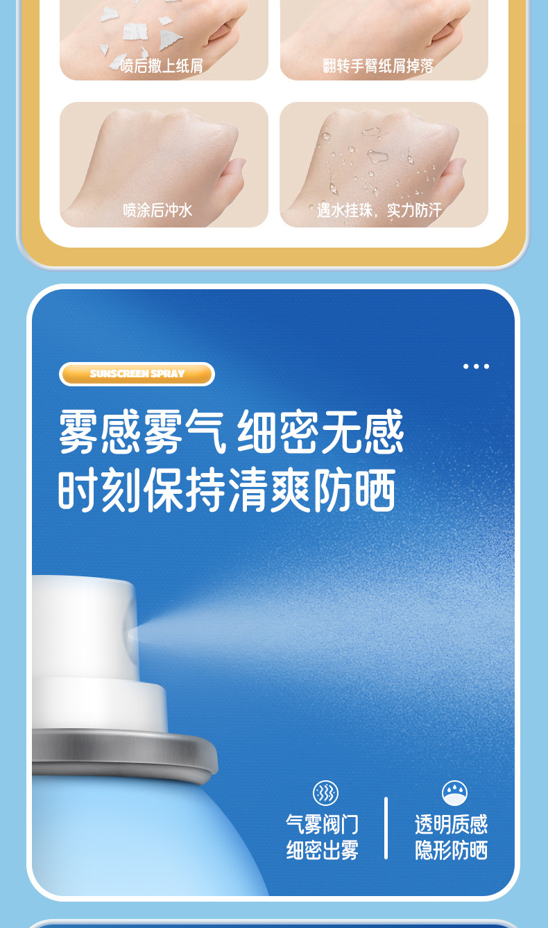 Binshuang BIEUA Crystal Sunscreen Spray SPF50 Body Full-body UV Protection and Waterproof Military Training Sunscreen undefined