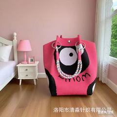 小众设计黑白菱格针织托特包手提包休闲百搭大容量斜挎包水桶包包