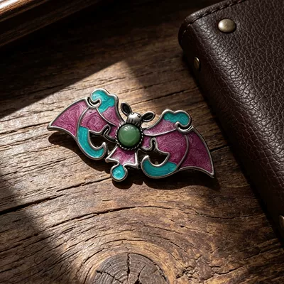 Wholesale Chinese-Style Burnt Blue Yaxa sancaqları - lucky-bat-enamel-brooch-purple