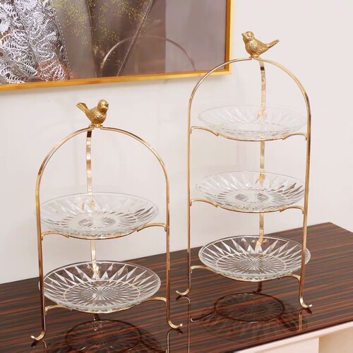 European and American coffee table decorations candy plate cake tray crystal fruit plate creative modern fruit plate living room home