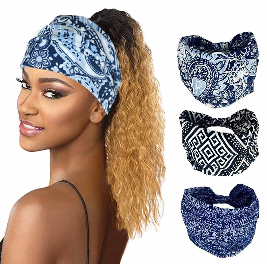 Bohemio europeo y americano anacardo yoga banda antitranspirante sudor-absorbente de algodón elástico deportes diadema de ala ancha impreso accesorios para el cabello