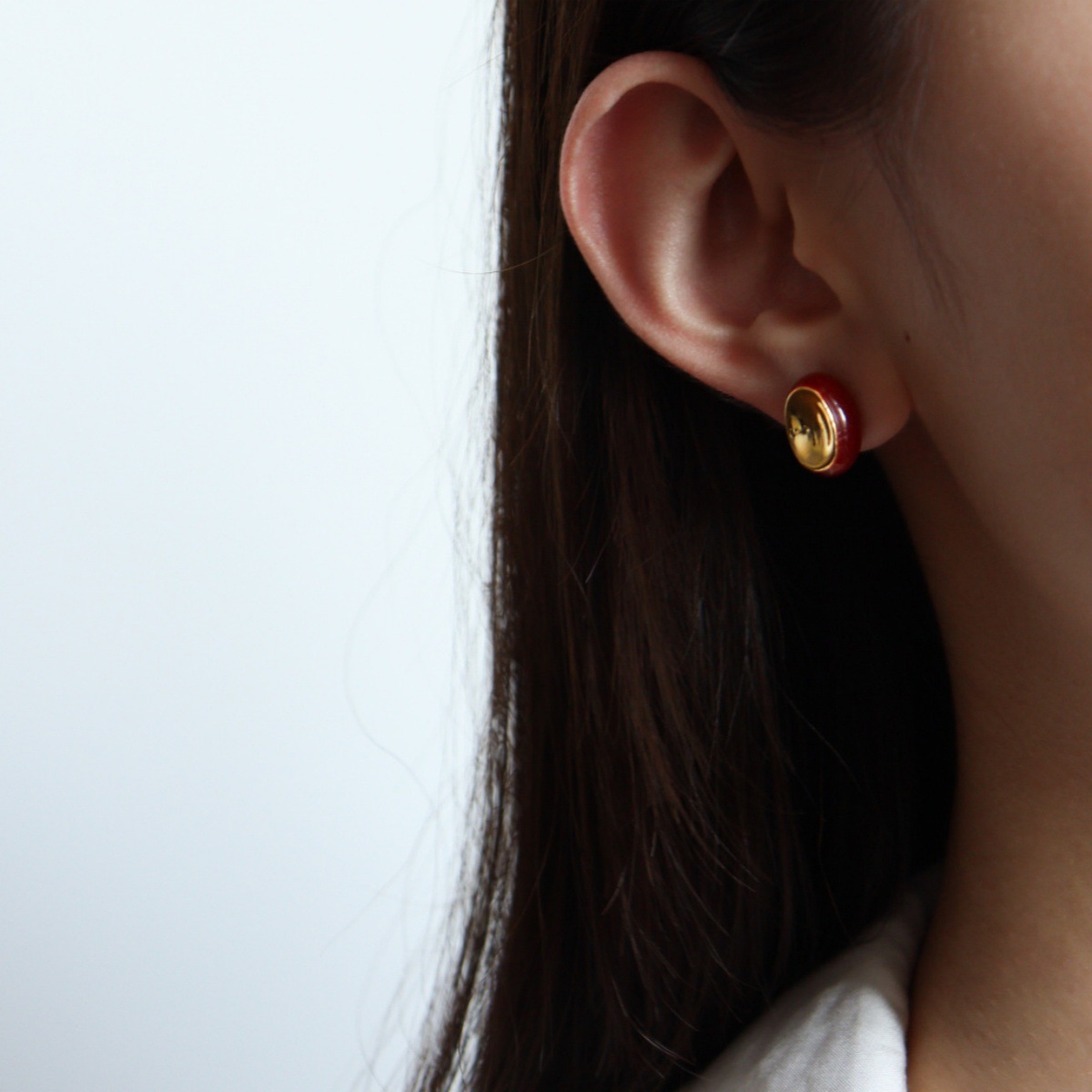 小红书爆款复古精致椭圆滴油珐琅耳钉高颜值小众设计时尚百搭耳饰