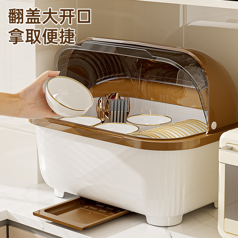 キッチン食器収納ボックス家庭用寮食器収納ラック蓋付き排水可能なプラスチック食器棚ボウルボックスボウルラック|undefined