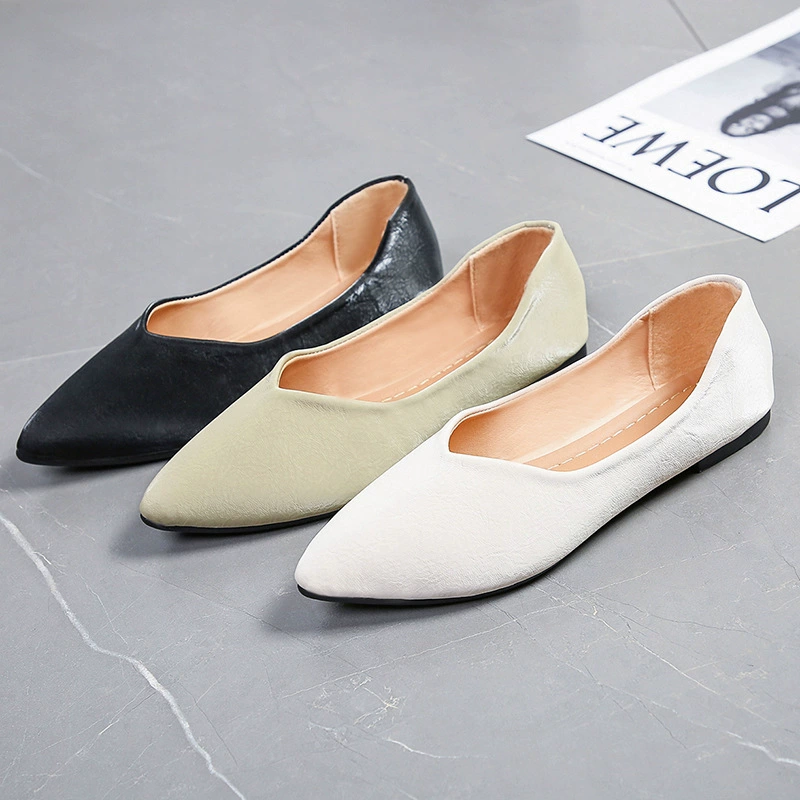 Женская обувь больших размеров для внешней торговли, 2022, новая модная остроконечная плоская подошва, универсальная Повседневная мелкая Женская обувь