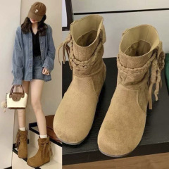跨境真皮勃肯鞋女2025秋季新款全包软皮单鞋圆头平底鞋博肯鞋子女