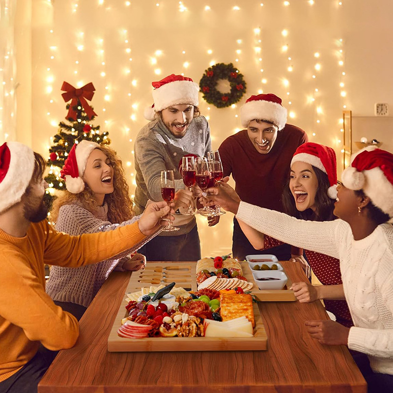 Tabla de cortar de bambú multifuncional queso tablero de queso fiesta en casa plato creativo postre merienda jamón bandeja de Bambú