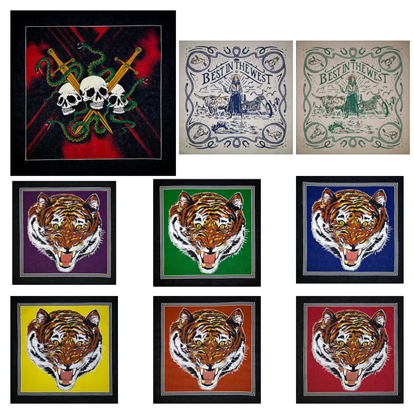 New Cotton Hip-Hop Headscarf, Western Ranch Style, Tiger Head Decoration, Outdoor Sports Street Dance Decorative Face Accessory