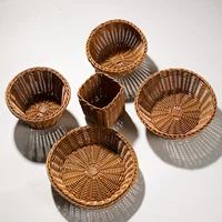 Пластиковая тарелка из ротанга для закусок, сушеных фруктов, домашняя настольная корзина для хранения, креативная корзина для закусок в ресторане, японский стиль
