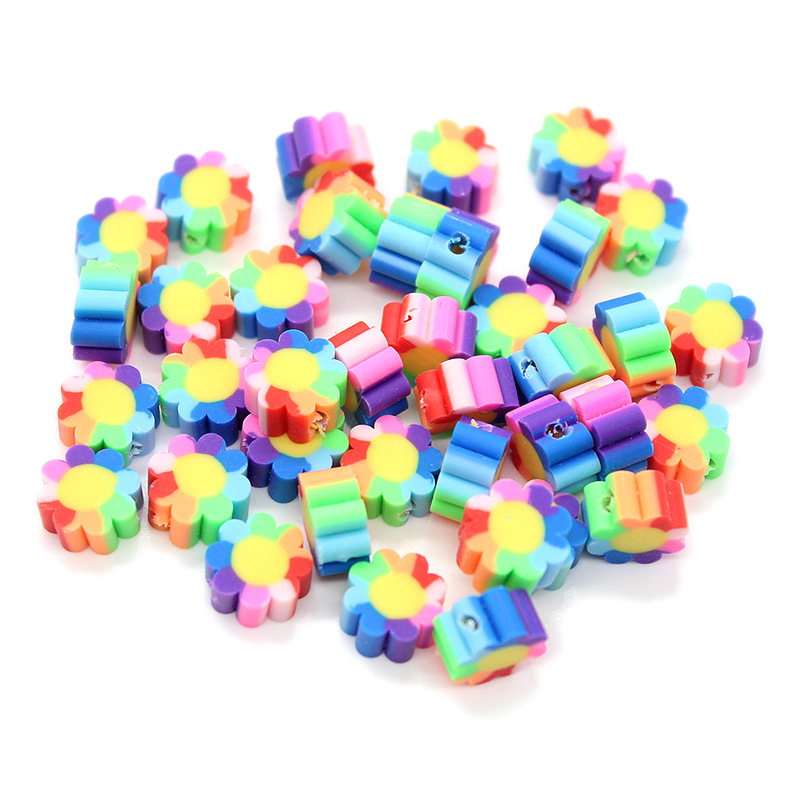 Cuentas de cerámica suave DIY, caras sonrientes, sueltas para pulseras y collares