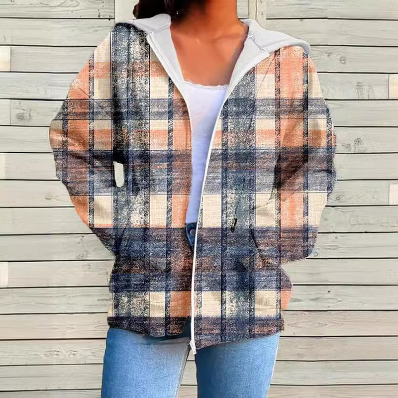 Autumn and Winter New Cross-border European and American Independent Station Amazon Flower Pattern Women's Zipper Hoodie Sweater Jacket Autumn and Winter New Cross-border European and American Independent Station Amazon Flower Pattern Women's Zipper Hoodie Sweater Jacket