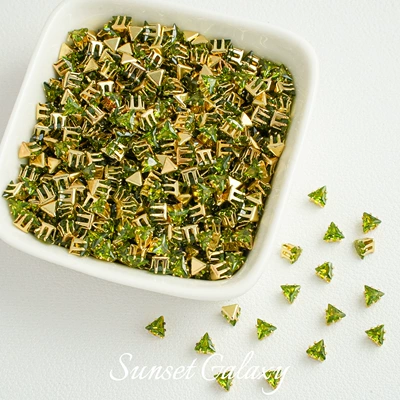 Zərgərlik ara hissələri – Beads Handmade DIY Beading Material - 4mmleaf-green-gold-30-pieces