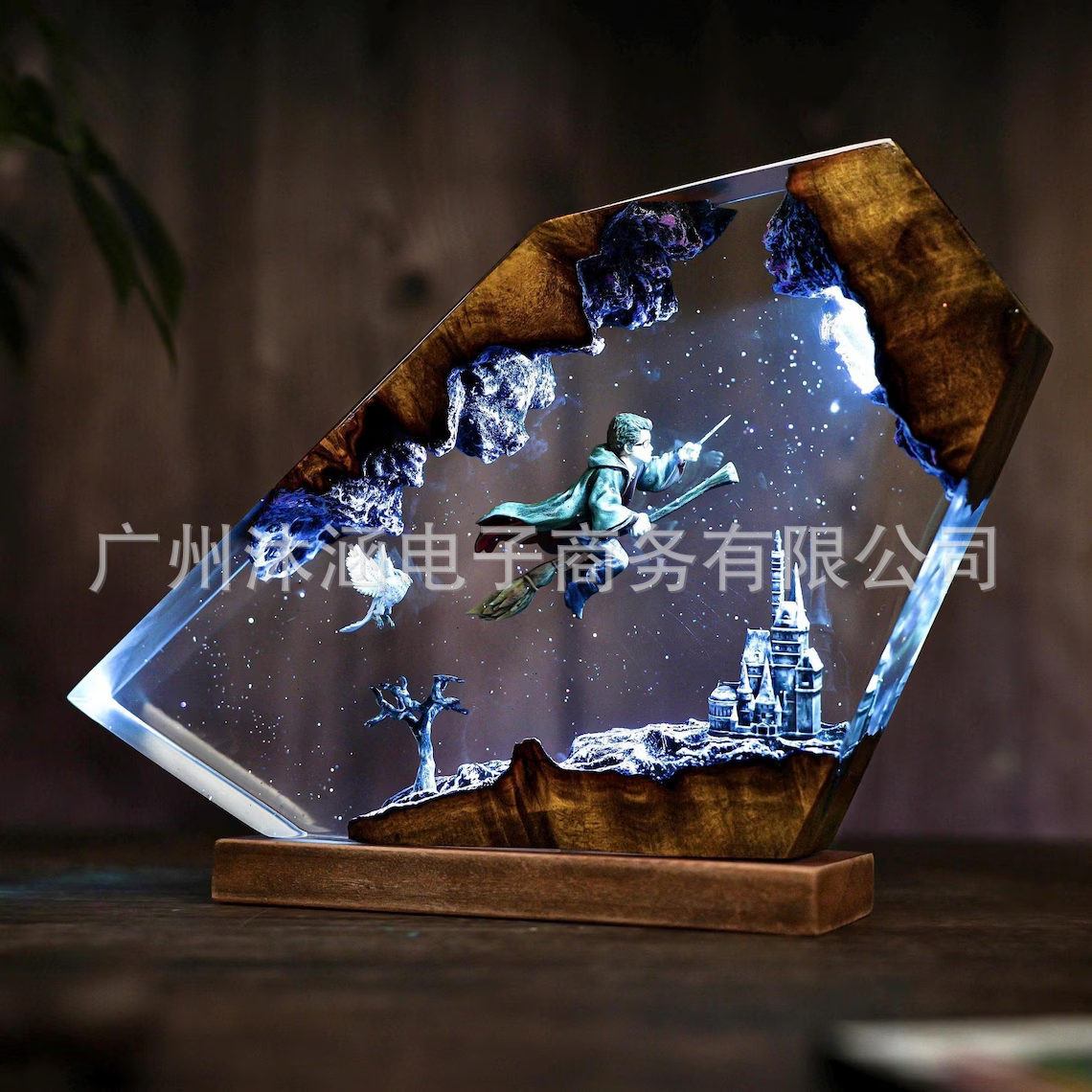 Harry Potter Hogwarts Castle Flying Sky Broom Hedwig Epoxy Night Light Headlight Atmosphere