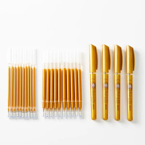 Large-capacity scripture copying pen, gold-colored pen refill, pen body, scripture tracing pen, sandalwood type, calligraphy practice pen set, wholesale