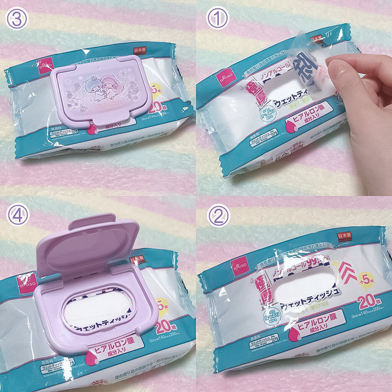 Japanese import cute cartoon wet wipes flip-top portable wet wipe cover prevents dryness and contamination, reusable