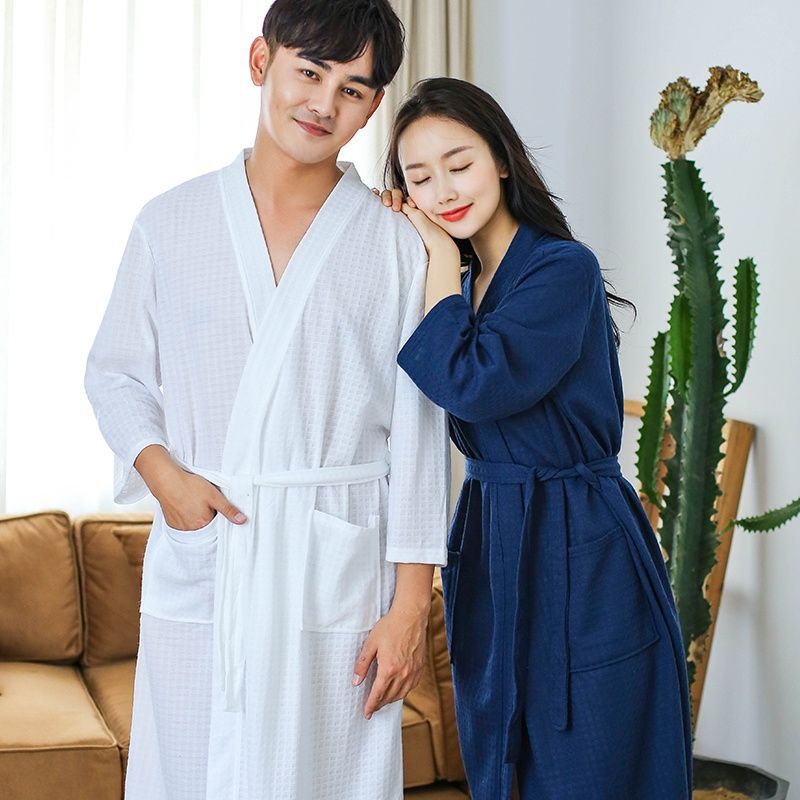 봄과 가을 얇은 목욕 가운 커플의 잠옷 남성용 긴 물 흡수성 빠른 건조 목욕 가운 여름 잠옷