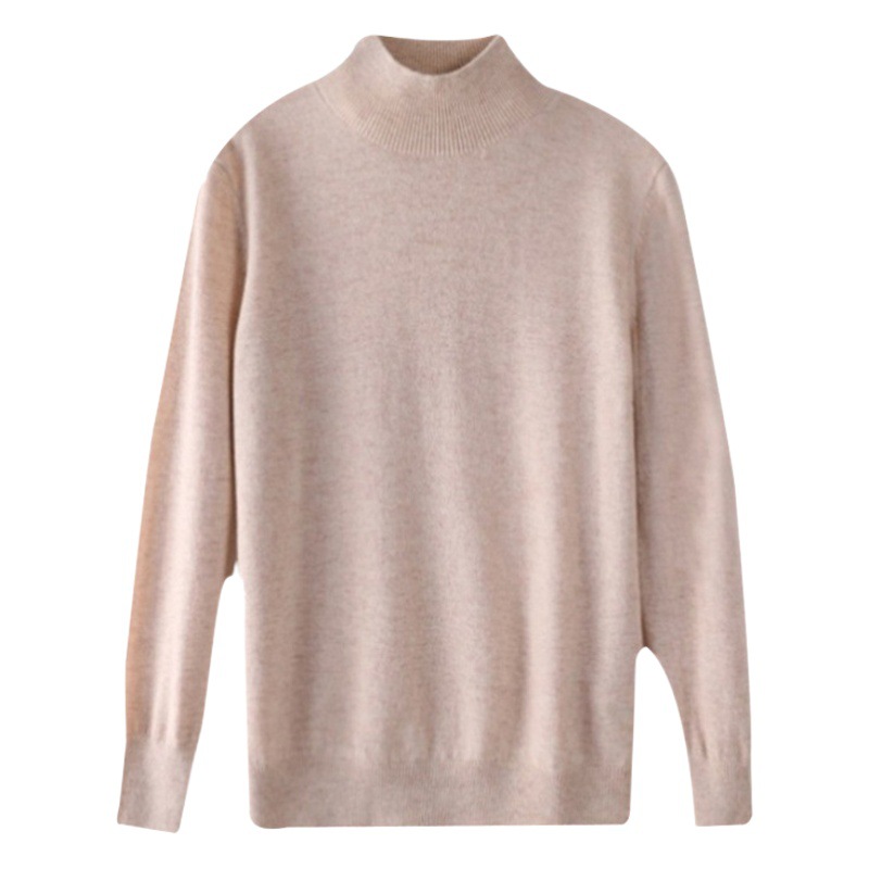 Ropa de primera línea medio cuello alto 100 suéter de lana pura suéter de color sólido de las mujeres camisa de fondo de punto del todo fósforo