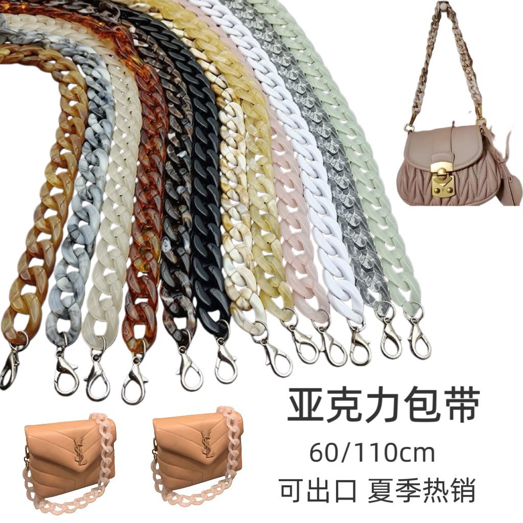 Correas de verano para bolsos con cadenas acrílicas, correas cruzadas y para bolsos de mano con cadenas de resina, cadenas vintage para bolsos, correas para bolsos en stock para venta al por mayor.