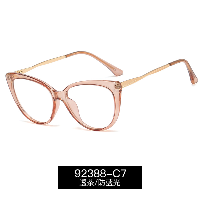 TR92388 metal primavera pierna gato marco anti-azul gafas de luz con gafas de miopía marco TR90 gafas lisas para las mujeres