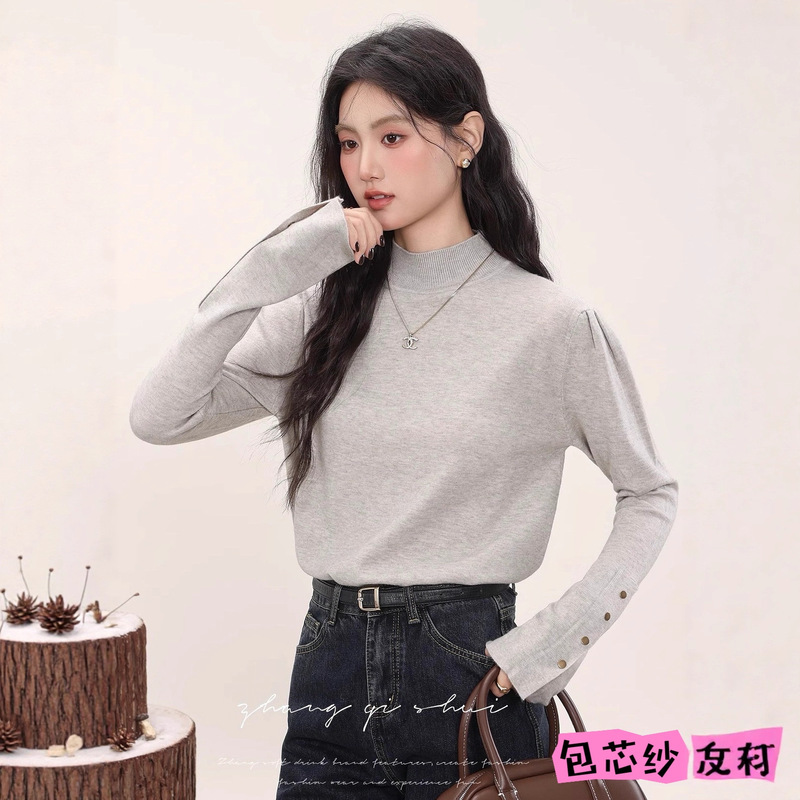 French Gray Half Turtleneck Inner Knitwear Women's Autumn and Winter 2025 New High-End Long-Sleeved Bottoming Top